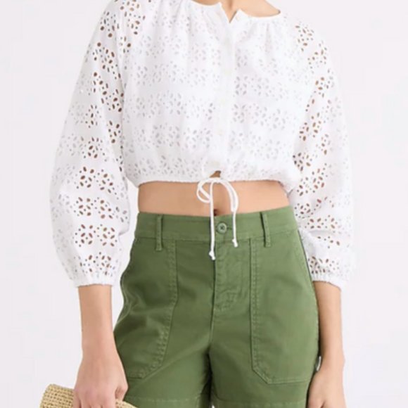 J. Crew Tops - White Eyelet Crop Top